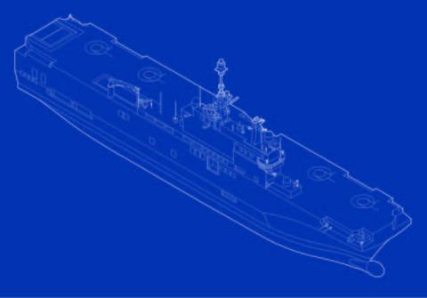 Silhouette porte-hélicoptères amphibie 