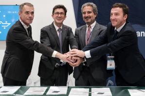 The CEO's of  the four companies joining hands