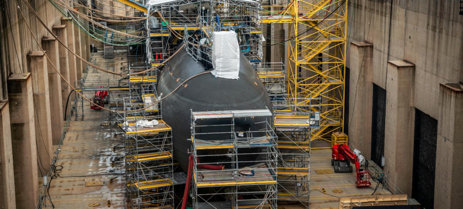 Le sous-marin Tourville, 3ème de la série Barracuda, à Cherbourg 